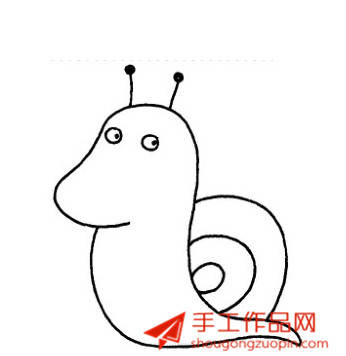 爬行的蜗牛简笔画画法图解步骤教程