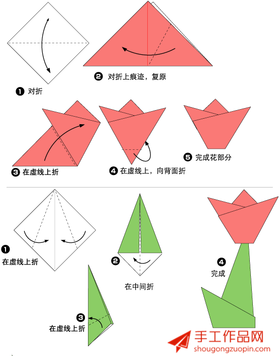 郁金香的折法简单易学的手工分步步骤图